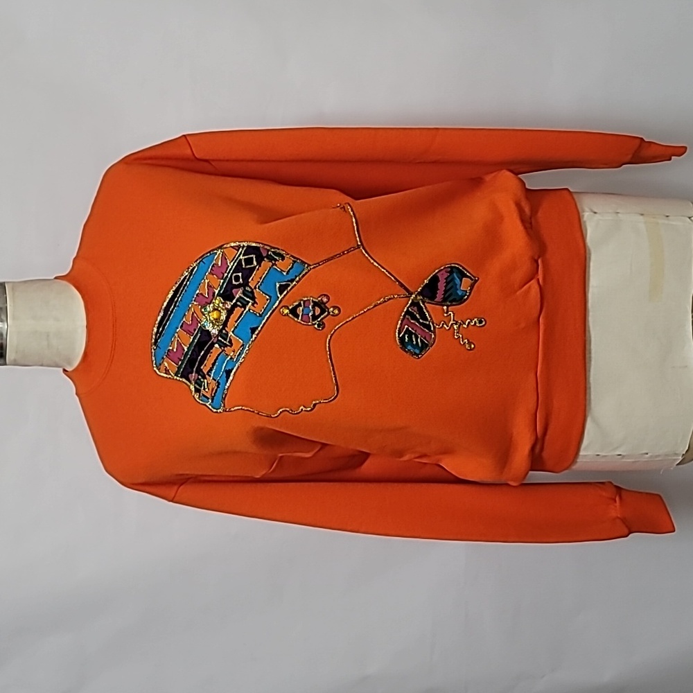Womens Wearable Art Sweatshirt in Orange, Size M, NWT